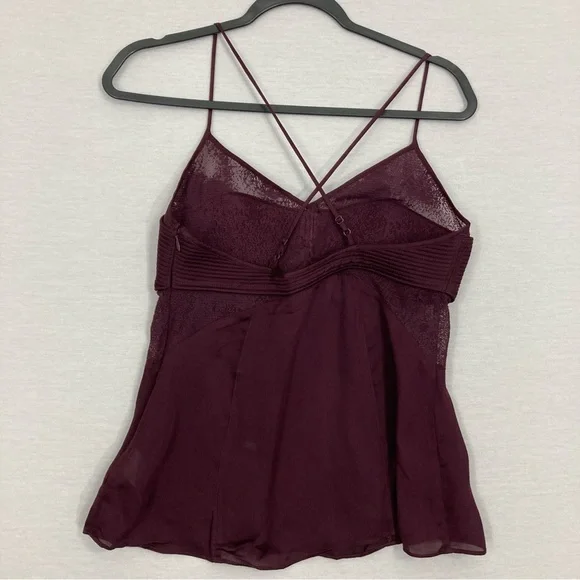 Talula Burgundy Lace Textured Side Zip Spagetti Strap Top size Small - Picture 11 of 12